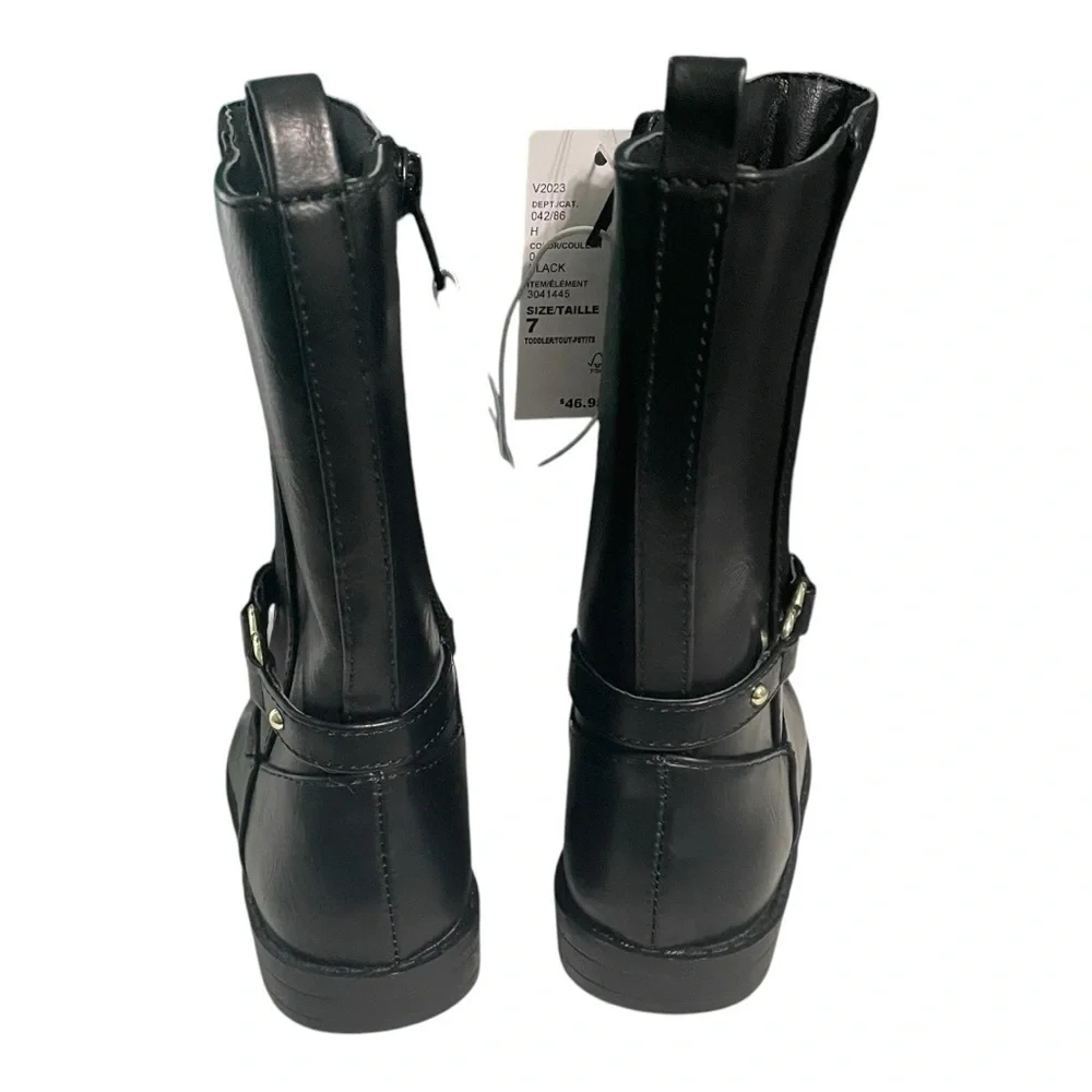 The Children's Place Toddler Girls Black Mid-Calf Boots with Elastic Panels